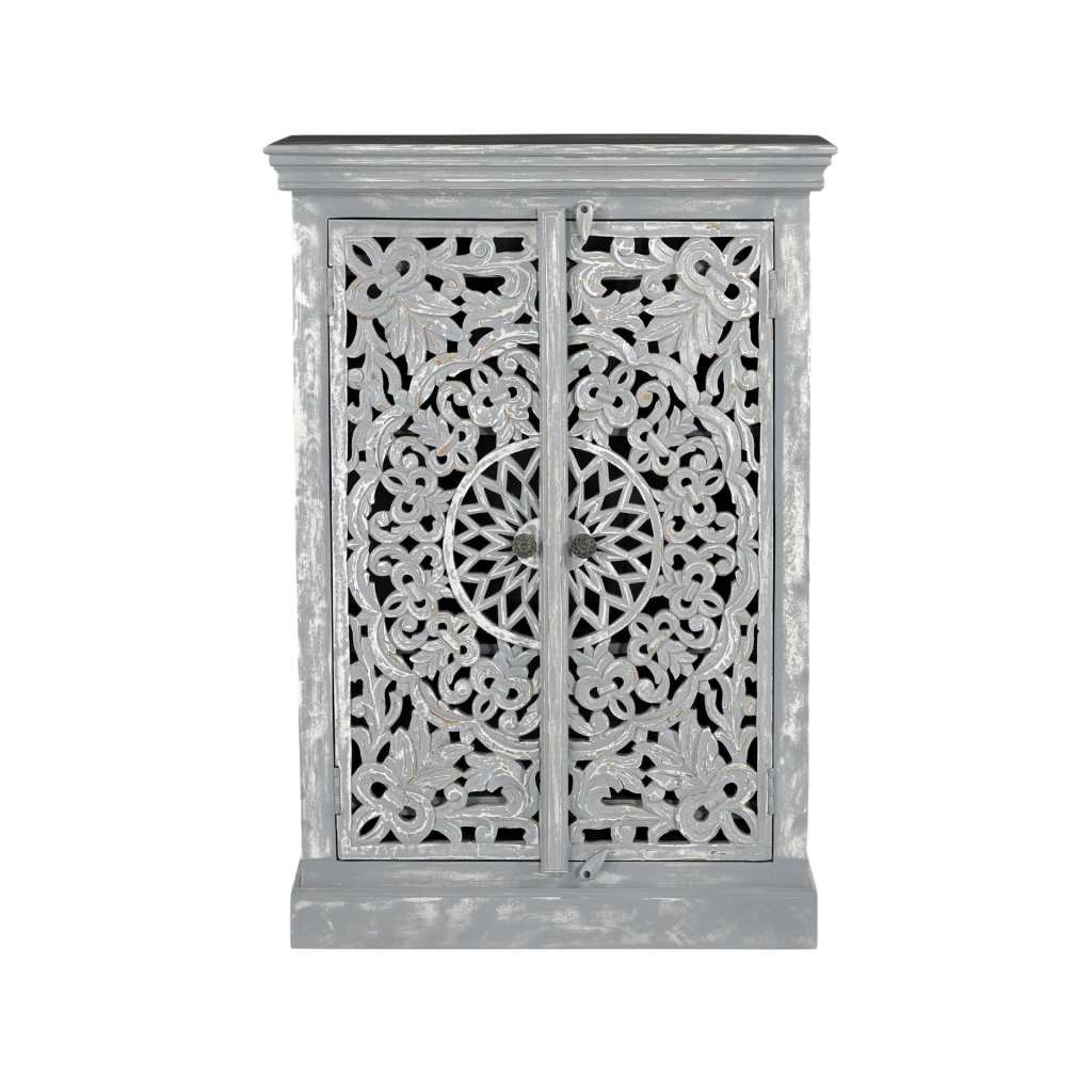 Wooden Cabinet - Distressed Grey Finish - (DBA “Artique Rugs